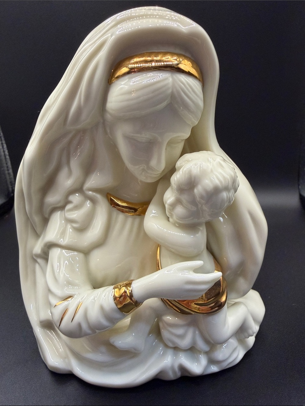 Vintage Lenox 1997 Geo Z Lefton Madonna & Child Figurine with Music Ave Maria